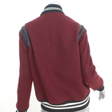 Saint Laurent Teddy Bomber Jacket Leather-Trim Burgundy Wool Size 46