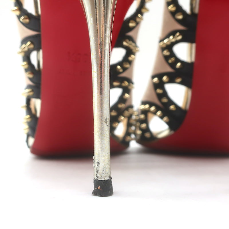 Christian Louboutin Circus City Spiked Cutout Pumps Beige Suede Size 36.5