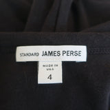 James Perse Classic Skinny T-Shirt Dress Black Ruched Stretch Jersey Size 4