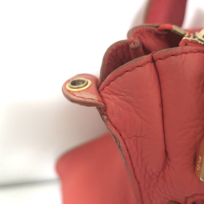 Chloé Medium Marcie satchel in Paradise Pink pebbled leather, authentic pre-owned luxury crossbody