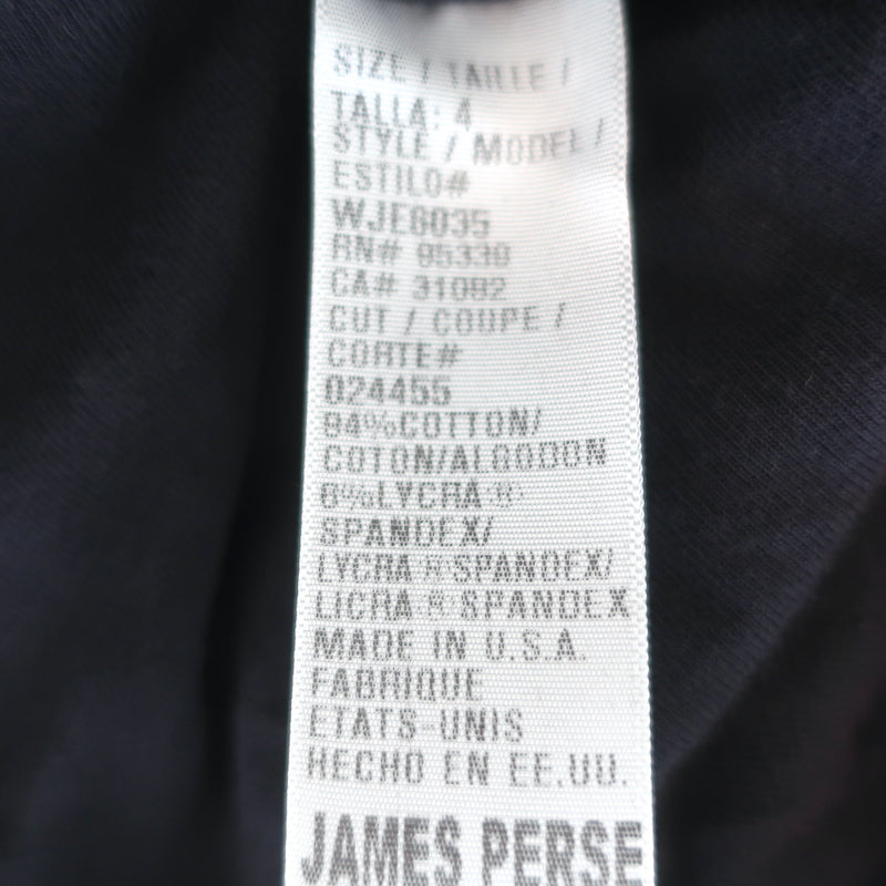James Perse Classic Skinny T-Shirt Dress Black Ruched Stretch Jersey Size 4