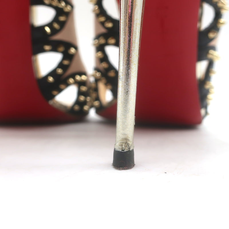 Christian Louboutin Circus City Spiked Cutout Pumps Beige Suede Size 36.5
