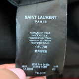 Saint Laurent Teddy Bomber Jacket Leather-Trim Burgundy Wool Size 46
