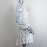 Zimmermann Long Sleeve Mini Dress Mae Ivory Guipure Lace-Trim Linen Size 1 NEW