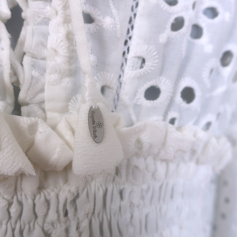 Poupette St Barth Bell Broderie Anglaise mini dress Small, three-quarter view
