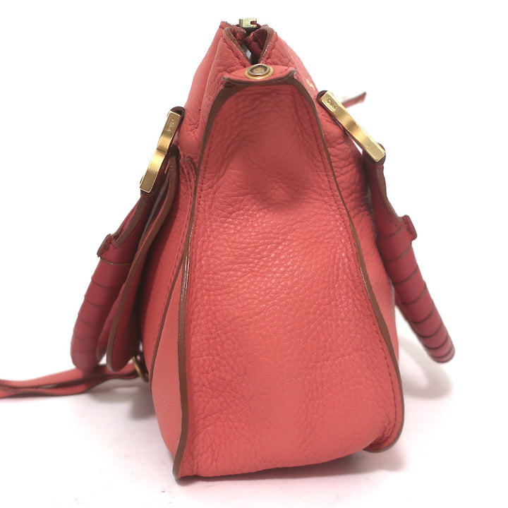 Chloé Medium Marcie satchel — Paradise Pink pebbled leather with gold hardware, authentic pre-owned crossbody