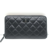 Chanel 16K Reissue L-Gusset Zip Around Wallet Black Quilted Leather
