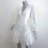 Zimmermann Long Sleeve Mini Dress Mae Ivory Guipure Lace-Trim Linen Size 1 NEW