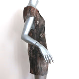 Helmut Lang Draped Tunic Mini Dress Brown Printed Jersey Size Large