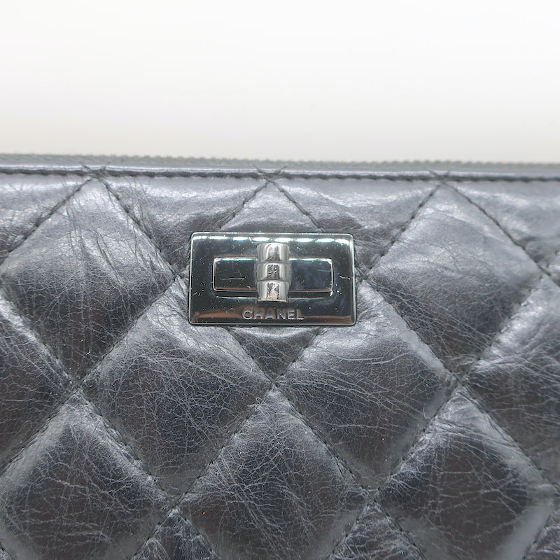 Chanel 16K Reissue L-Gusset Zip Around Wallet Black Quilted Leather