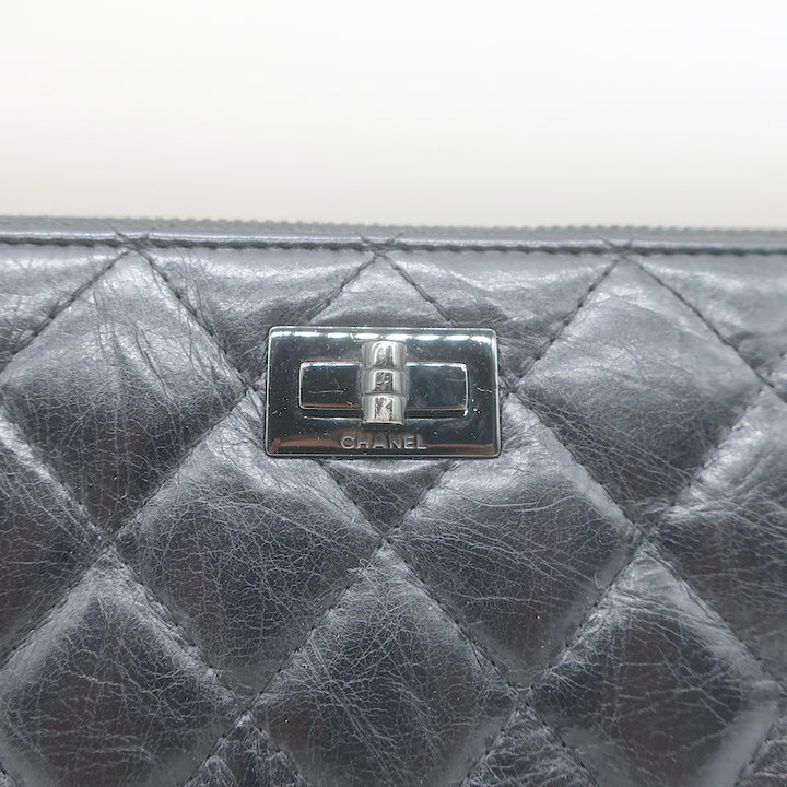 Chanel 16K Reissue L-Gusset Zip Around Wallet Black Quilted Leather
