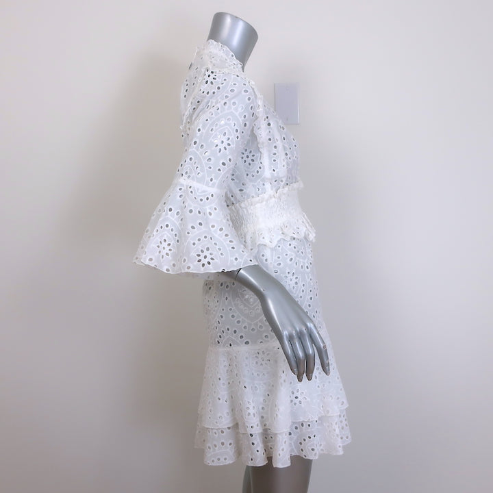 Poupette St Barth Bell Broderie Anglaise mini dress Small, back view