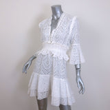 Poupette St Barth Bell Sleeve Mini Dress White Broderie Anglaise Size Small NEW