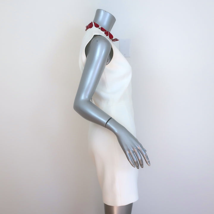 Alexander McQueen Embellished-Neck Sleeveless Mini Dress White Crepe Size 44