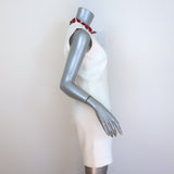 Alexander McQueen Embellished-Neck Sleeveless Mini Dress White Crepe Size 44