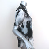 Saint Laurent Short Sleeve Shirt Black/Gray Tie Dye Silk Size 38 Collared Top