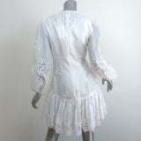 Zimmermann Long Sleeve Mini Dress Mae Ivory Guipure Lace-Trim Linen Size 1 NEW