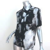 Saint Laurent Short Sleeve Shirt Black/Gray Tie Dye Silk Size 38 Collared Top