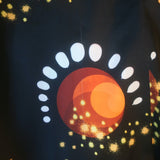 Paco Rabanne Flared Maxi Dress Black/Orange Firework Print Size 44