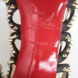 Christian Louboutin Circus City Spiked Cutout Pumps Beige Suede Size 36.5