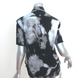 Saint Laurent Short Sleeve Shirt Black/Gray Tie Dye Silk Size 38 Collared Top