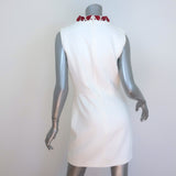 Alexander McQueen Embellished-Neck Sleeveless Mini Dress White Crepe Size 44