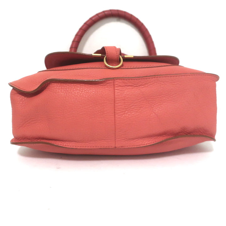 Chloé Medium Marcie satchel in Paradise Pink pebbled leather with gold-tone hardware, authentic pre-owned, light wear.