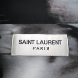 Saint Laurent Short Sleeve Shirt Black/Gray Tie Dye Silk Size 38 Collared Top