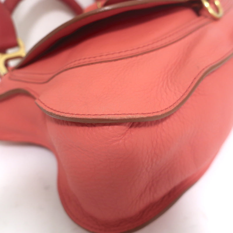 Chloé Medium Marcie satchel crossbody in Paradise Pink pebbled leather with gold hardware — authentic pre-owned