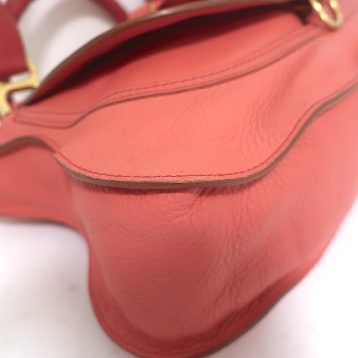 Chloé Medium Marcie satchel crossbody in Paradise Pink pebbled leather with gold hardware — authentic pre-owned
