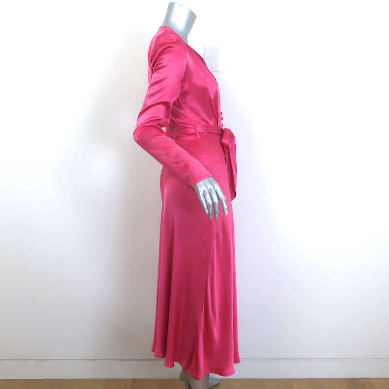 ghost meryl dress pink Ghost London Meryl Long Sleeve Midi Dress Pink Satin Size Extra Extra Small
