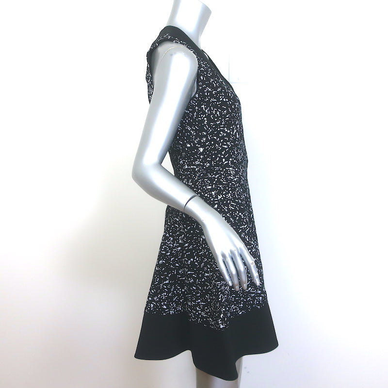Proenza Schouler Splatter Paint Print Wrap-Effect Dress Black Crepe Size 2