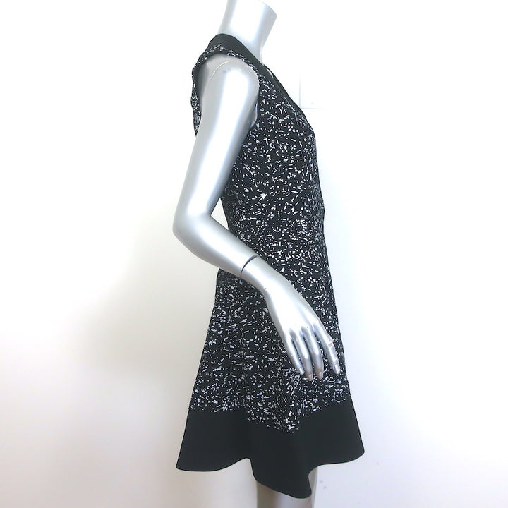 Proenza Schouler Splatter Paint Print Wrap-Effect Dress Black Crepe Size 2