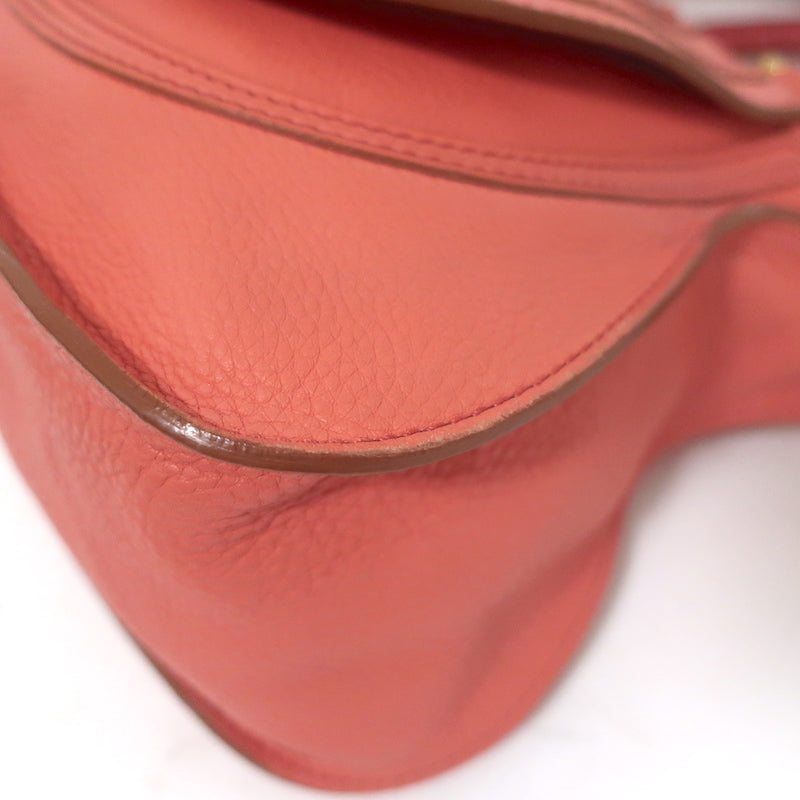 Chloé Medium Marcie satchel crossbody in paradise pink pebbled leather with gold-tone hardware, authentic pre-owned