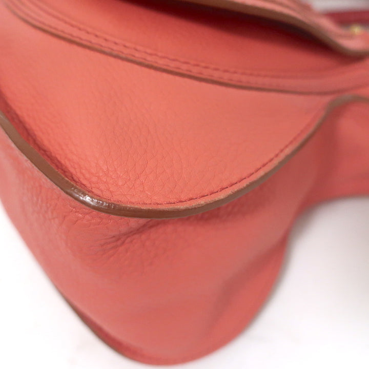 Chloé Medium Marcie satchel crossbody in paradise pink pebbled leather with gold-tone hardware, authentic pre-owned