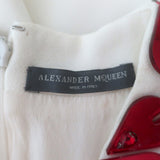 Alexander McQueen Embellished-Neck Sleeveless Mini Dress White Crepe Size 44