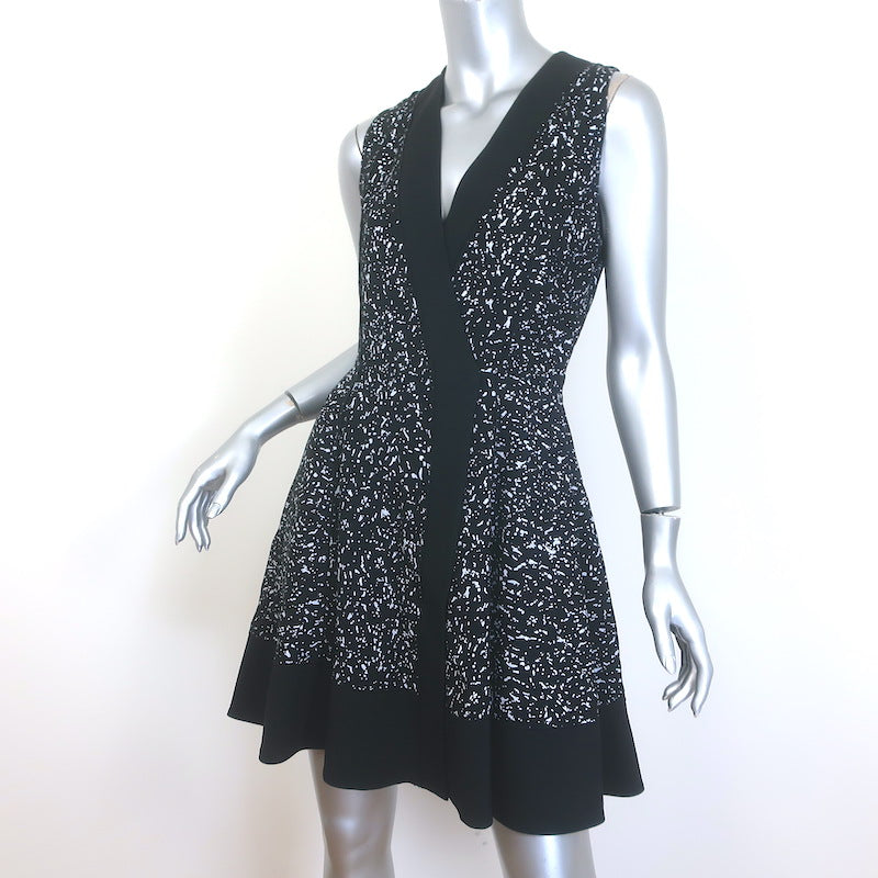 Proenza Schouler Splatter Paint Print Wrap-Effect Dress Black Crepe Size 2