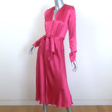 Ghost London Meryl Long Sleeve Midi Dress Pink Satin Size Extra Extra Small