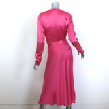Ghost London Meryl Long Sleeve Midi Dress Pink Satin Size Extra Extra Small