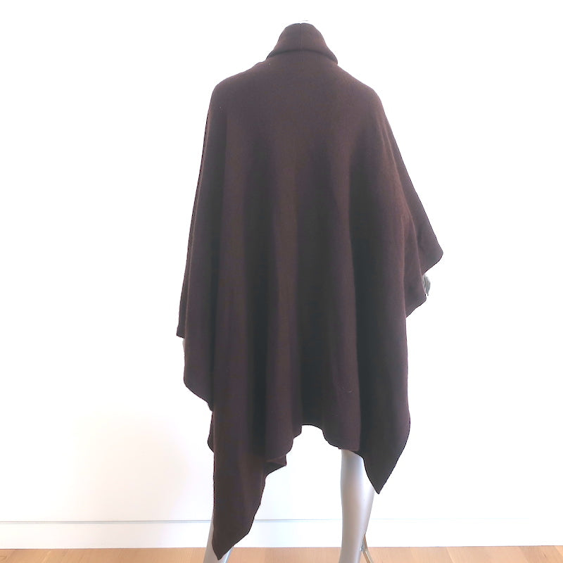 The Row Turtleneck Poncho Dark Brown Cashmere-Silk Size Extra Small/Small