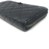 Chanel 16K Reissue L-Gusset Zip Around Wallet Black Quilted Leather
