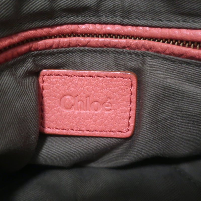 Chloé Medium Marcie satchel crossbody in Paradise Pink pebbled leather — authentic pre-owned luxury with gold hardware