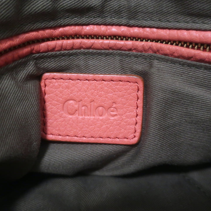 Chloé Medium Marcie satchel crossbody in Paradise Pink pebbled leather — authentic pre-owned luxury with gold hardware