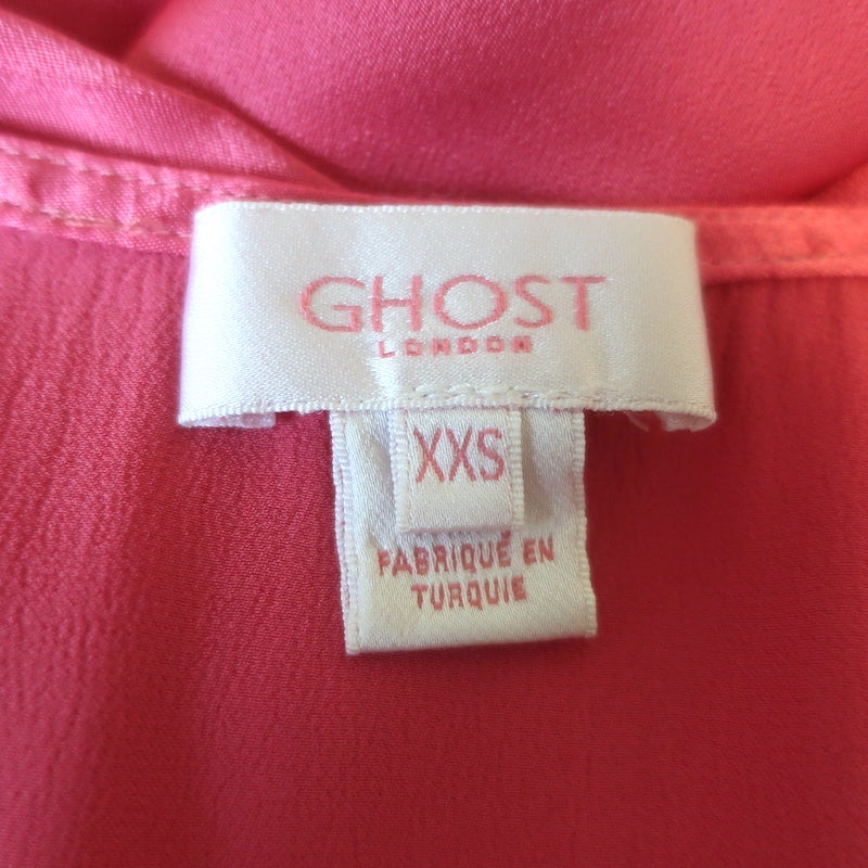 Ghost London Meryl Long Sleeve Midi Dress Pink Satin Size Extra Extra Small