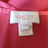 Ghost London Meryl Long Sleeve Midi Dress Pink Satin Size Extra Extra Small