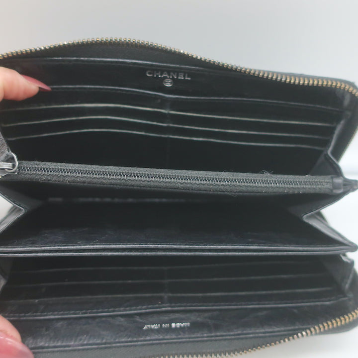 Chanel 16K Reissue L-Gusset Zip Around Wallet Black Quilted Leather