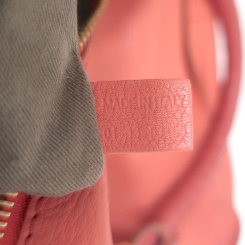 Chloe Medium Marcie satchel, paradise pink pebbled leather with gold hardware — authentic pre-owned, minor corner wear