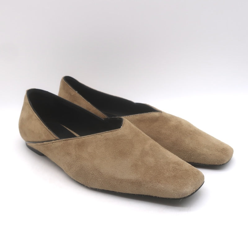 Toteme Everyday Square Toe Ballet Flats Caramel Suede Size 38