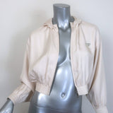 Prada Silk Twill Hooded Blouson Jacket Ivory Size 40