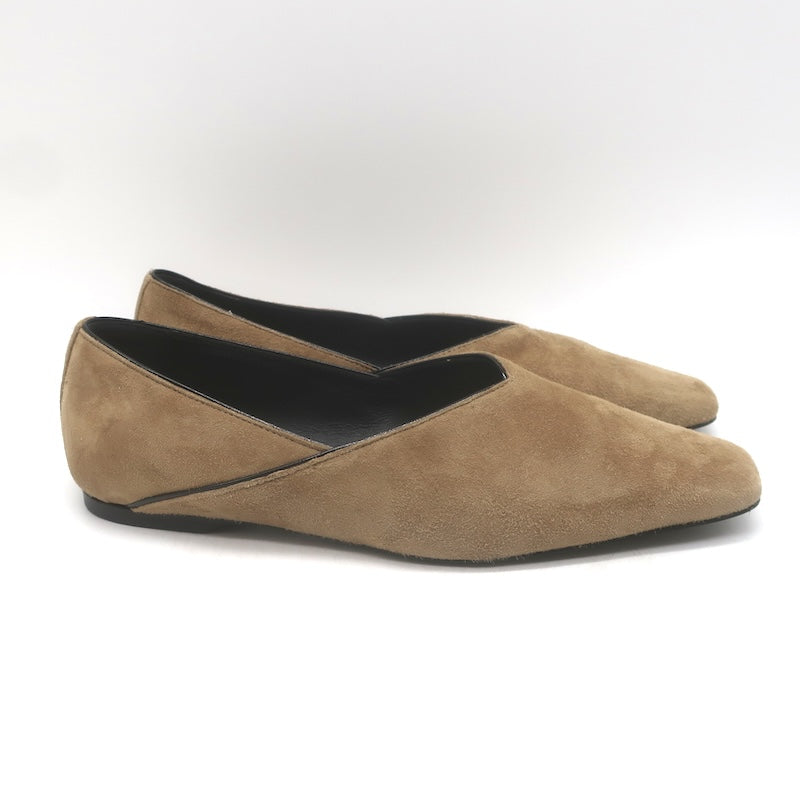 Toteme Everyday Square Toe Ballet Flats Caramel Suede Size 38